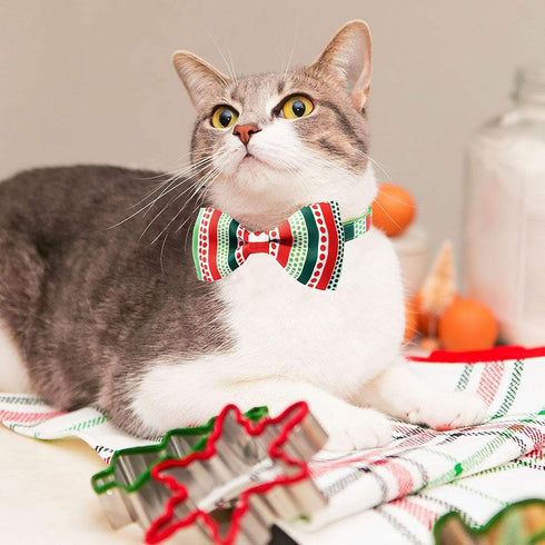 Christmas Dog Collar with Bow Tie, 2 Pack Holiday Santa and Dots Collar for Small Medium Large Dogs Pets Puppies (Large-(16-27") Neck * 1" Wide)...