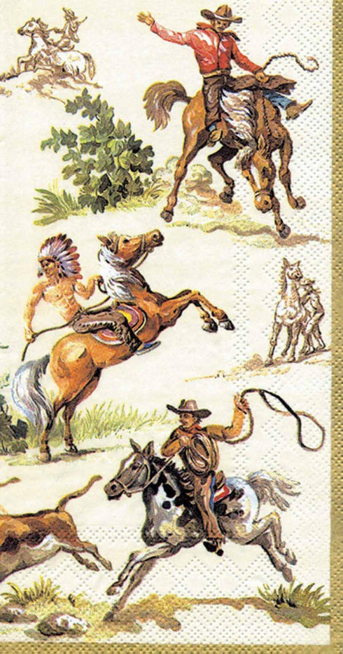 IHR Ideal Home Range Dinner Napkins Disposable 3-Ply Paper Hand Towels, 8.5" x 4.5", Wild West (Cream), 16-Count...