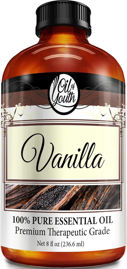 Oil of Youth Essential Oils 8oz - Vanilla Essential Oil - 8 Fluid Ounces - Vanilla Oil - Aromatherapy Oils - Bulk Vanilla Essential Oil - Vanilla ...