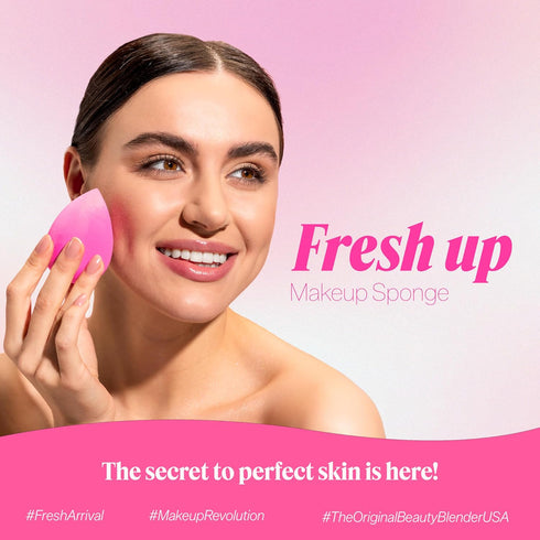 Fresh up™ | The Original Pink Beauty Blender Makeup Sponge, Super-Soft Foam Easily Blends Foundations, Powders, Blush Creams, Reusable, Washable, ...