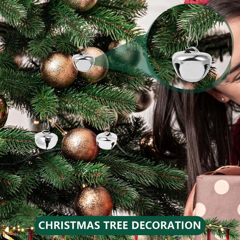 100 Pcs Jingle Bells Bulk, 1 Inch Craft Bells for DIY Christmas Home Decoration (Silver)...