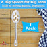 Super Strong, Ergonomic 11 in Serving Spoon 1 Pk. Big, Slotted Stainless Steel Spoons for Cooking, Baking and Basting. Best Kitchen Flatware for B...