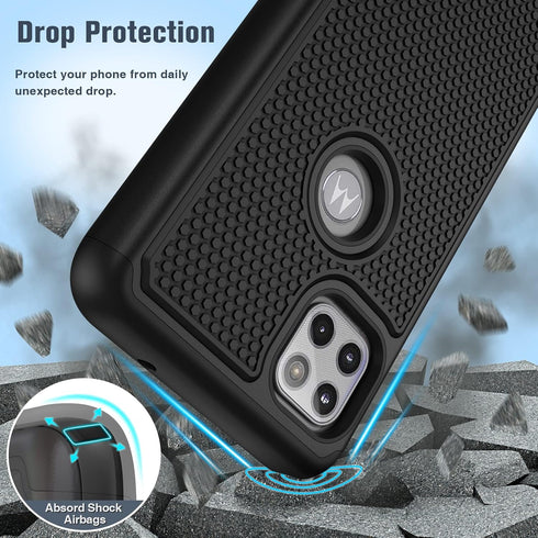BNIUT for Motorola One 5G Ace (One 5G UW Ace) Case: Dual Layer Protective Heavy Duty Cell Phone Cover Shockproof Rugged with Non Slip Textured - M...