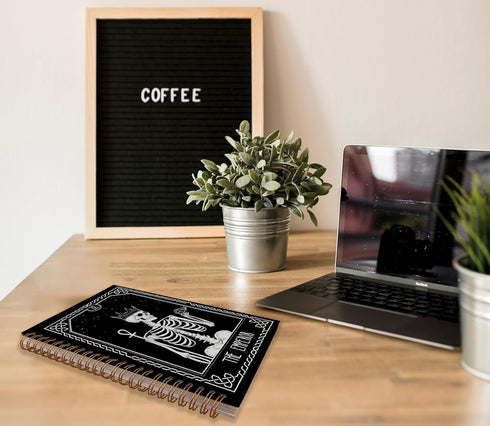 The Emperor Tarot Card Journal Notebook, Skull Notebook, Goth Gothic Journal, Witch Notebook, Goth Office Supplies, Spiral Notebook 5.5x8.3, Tarot...