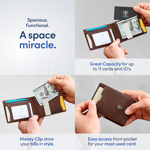 TRAVANDO Mens Slim Wallet with Money Clip AUSTIN RFID Blocking Bifold Credit Card Holder for Men with Gift Box...