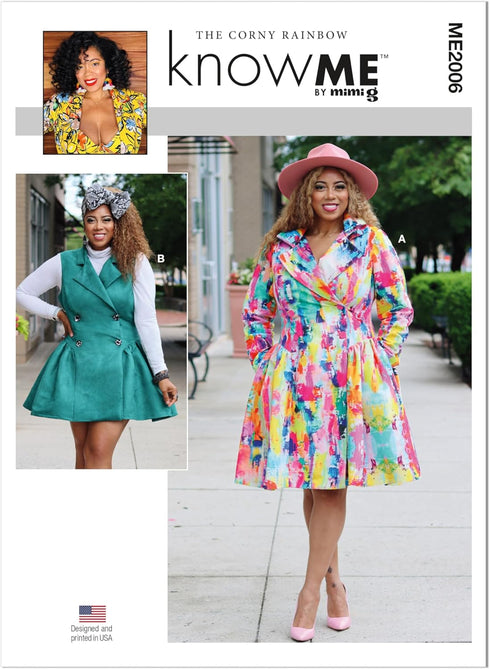 Know Me Misses' Dresses Sewing Pattern Kit by The Corny Rainbow, Design Code ME2006, Sizes 18-20-22-24-26...