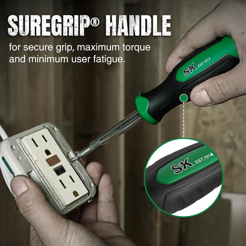 SK 6-in-1 Screwdriver, All in One Multi-bit, Magnetic, S2 Steel, SureGrip Handle...