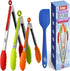 Kaluns Kitchen Tongs - Silicone Tip Stainless Steel Set, 7, 9, 12 Inch Tongs Plus Heat Resistant Spatula, Non-stick Serving Utensils...