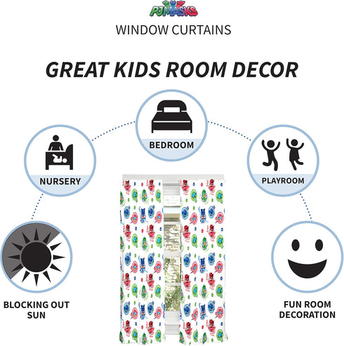 Franco Kids Room Window Curtain Panels Drapes Set, 82" x 63", PJ Masks,NU1818...