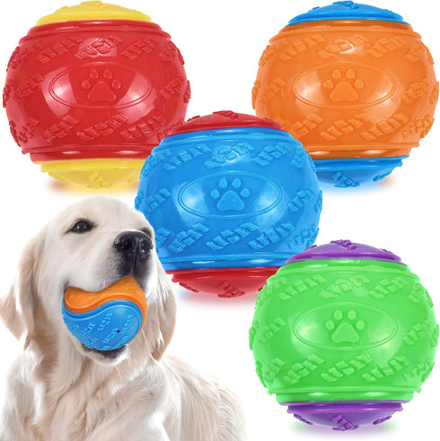 3.5in Squeaky Dog Balls, Dog Toys Balls for Training, Tough Ball Toys for Dogs, Light Weight Dog Toy Balls, High Bouncy Dog Ball for Interactive P...