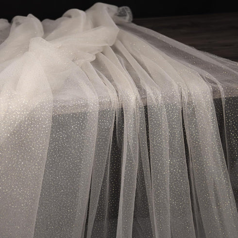 60" x 4 Yards Champagne Glitter Tulle Fabric Sequin Tulle Roll Bolt for Sheer Bridal Veil Wedding Arch Backdrop Decor Tutu Skirts DIY Sewing Craft...
