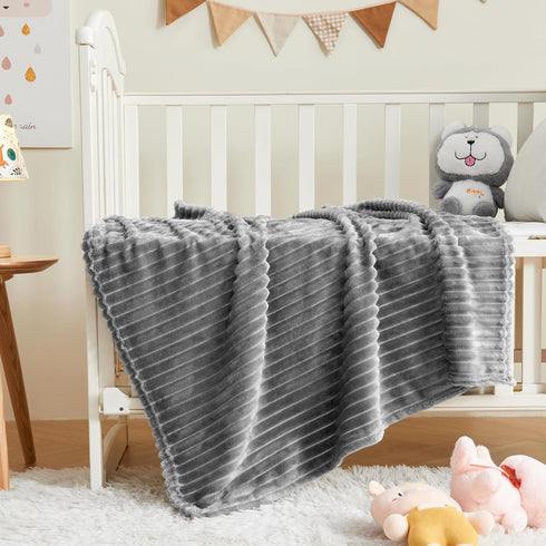 BEDELITE Baby Blankets for Boys Girls 30"x 40" - 3D Ribbed Jacquard Cute Fuzzy Fleece Blanket, Warm and Breathable Soft Cozy Infant Toddler Blanke...