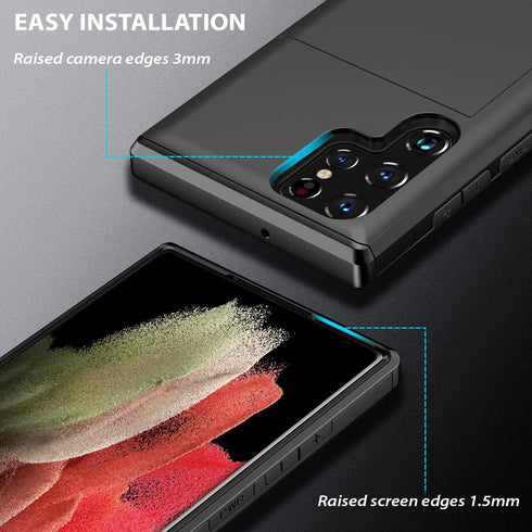 ZUSLAB Compatible with Wallet Case SAMSUNG Galaxy S22 Ultra 6.8'' 2022, Phone Case with Card Holder Shockproof Anti Scratch Cover with TPU Screen ...