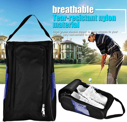 Sports Shoe Bag,Portable Breathable Shoes Bag Light and Nylon Shoes Case Pocket Pouch Storage Sports Accessory(Black blue)...