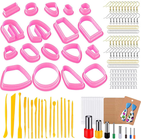Yayatty 400 PCS Polymer Clay Cutters Set, 18 Shapes Clay Earring Cutters with Earrings Accessories, Clay Pattern Cutting Molds, Plastic Clay Cutte...