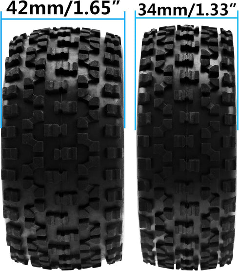 4Pack HIRCQOO OD 88mm/3.46" Front and Rear Rubber Tire Tyre & Plastic Wheel Rims 12mm Hex Hub Compatible with Redcat HPI HSP ExceedRC Kyosho Losi ...