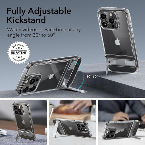 ESR for iPhone 15 Pro Case, Metal Kickstand Case, 3 Stand Modes, Military-Grade Drop Protection, Supports Wireless Charging, Slim Back Cover with ...
