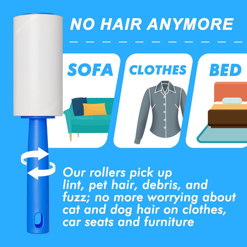 Lint Rollers for Pet Hair Extra Sticky, 200 Sheets Lint Rollers for Pet Hair Removal, Dog and Cat Lint Remover for Clothes, Furniture, Carpet...
