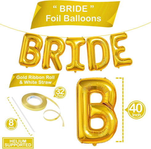 KatchOn, Giant Bride Balloons Gold - 40 Inch | Bachelorette Party Decorations | Gold Bride Balloon for Bridal Shower Decorations | Bridal Shower B...