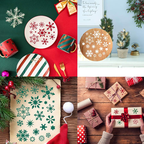 Christmas Snowflake Stencil Template, Reusable Plastic Craft Drawing Painting Stencil Journal Template for Window Glass Wall Door Card Scrapbook N...