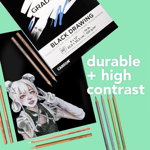 Canson Graduate Black Drawing Pad, Foldover, 11x14 inch, 20 Sheets | Artist Paper for Adults and Students - Drawing, Sketching and Art Journaling...