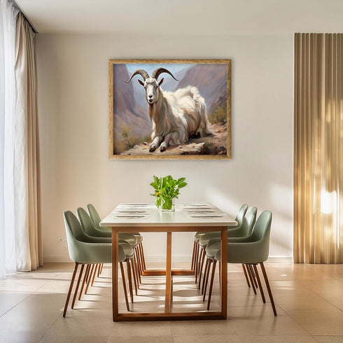 Posterizer 1 pcs- Mountain goat laying on the ground oil painting syle-Art for Animal Lovers- Gift for Men Women Entrepreneur Teens-Living Room Be...