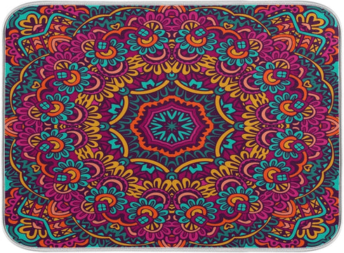 Boho Ethnic Dish Drying Mat Bohemian Mandala Paisley Kitchen Countertop Mat 16 x 18 Inch Absorbent...