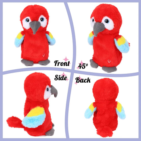 Hopearl Talking Parrot Repeats What You Say Nodding Electric Interactive Animated Toy Speaking Plush Buddy Gifts for Toddlers, Red, 7.5''...