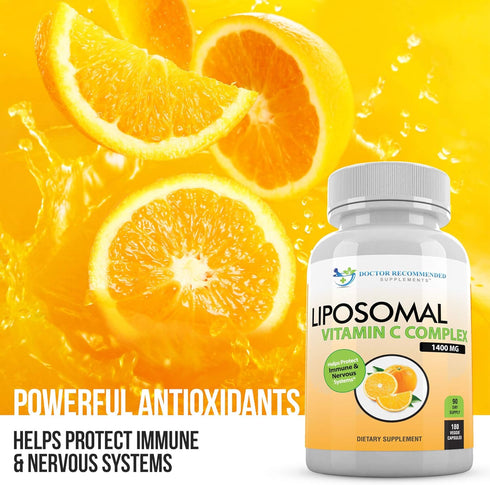Liposomal Vitamin C 1400mg Per Serving - 180 Veggie Capsules High Absorption Ascorbic Acid, Lypo-Spheric Vitamin C Complex Immune Support Suppleme...