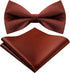 2 Pcs Solid Cinnamon Color Bow Tie and Pocket Square Man's Satin Bow Tie with Suit Handkerchief Pre Tied Style Pocket Square for Wedding Party Dre...
