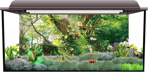 AWERT 72x24 inches Jungle Terrarium Background Grass Flowers Trees Sunlight Reptile Habitat Background Garden Plants Aquarium Background Vinyl Bac...