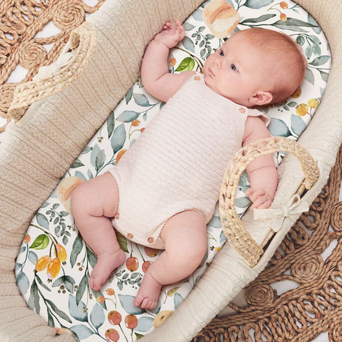 GRSSDER Stretchy Ultra Soft Fitted Bassinet Sheet Set 2 Pack for Girls Universal Fit for Baby Cradle Moses Basket Oval Rectangle Mattress, Waterco...
