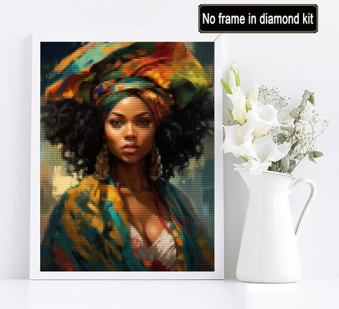 Diymood DIY 5D Diamond Art Painting African Woman Kit for Adults - Diamond Art African American | Full Drill Round Crafts | Crystal Embroidery Mos...