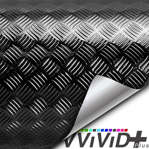 Industrial Utility Diamond Metallic Plate Chrome Finish Wrap Vinyl Underlayer Sheet Adhesive Roll for Shelves Walls Flooring (Black 17.8 inches x ...