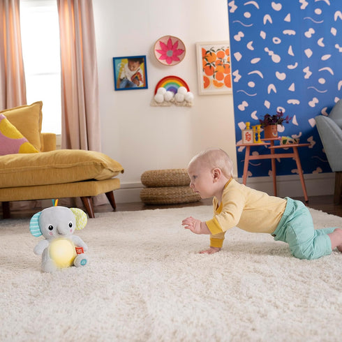 Bright Starts Hug-a-Bye Baby Elephant Stuffed Animal Musical Toy, Soft Toy Soother Plays Songs & Lights up, Newborn and up...