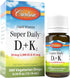 Carlson Super Daily D3 + K2, 50 mcg D3 + 45 mcg MK-7, Heart & Bone Health, 360 Liquid Drops, 10.16 ml...