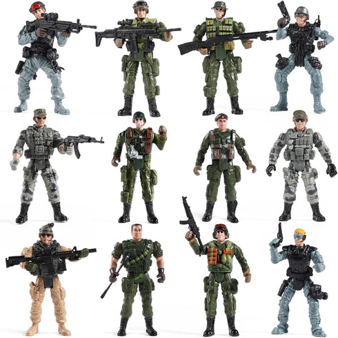 US Army Men and SWAT Team Toy Soldiers Action Figures with Military Weapons Accessories for Kids Boys Girls,12Pcs...