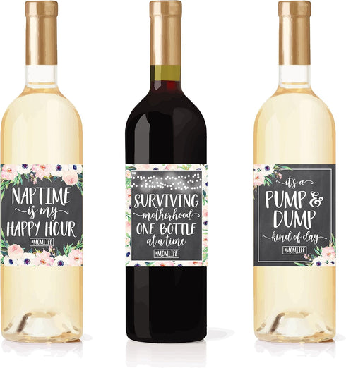 Hadley Designs 6 Chalk Mommy's First Milestone Stickers or Wine Labels, Great Gift Ideas for Mom to Be, Funny Mom's First Moments Having New Baby ...