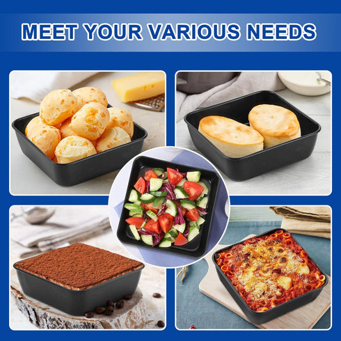 E-far 6 Inch Square Cake Pan, Nonstick Small Baking Pan with Stainless Steel Core for Brownies Lasagna Cakes, Non-toxic & Easy Clean, 2 Inch Deep ...
