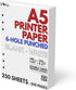 A5 Blank Paper 6-Hole Punched, 250 Sheets (500 Pages), 100 GSM, Printer Paper 148mm x 210mm (5.83 in. x 8.27 in.)...