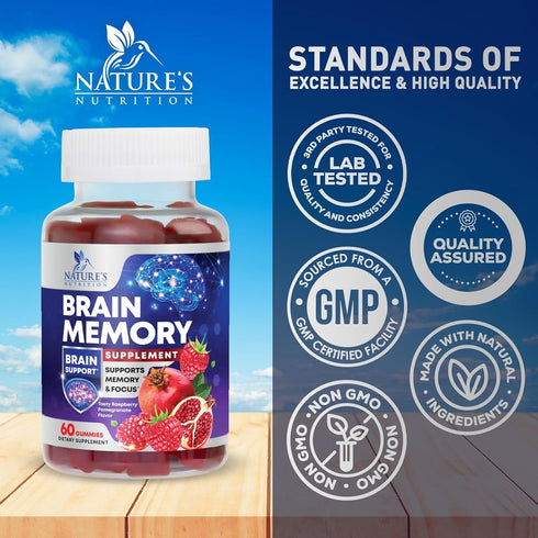Brain Supplement Gummies for Concentration Memory & Focus Support - Brain Clarity Health with B6 B12, Phosphatidylserine, Coffee Extract, Nootropi...
