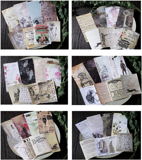 Decoupage Paper for Junk Journal TN Traveler's Notebook by CATaireen Double-Sided Vintage Scrapbook Supplies Linen Paper Bookmark Tag Art Bullet E...
