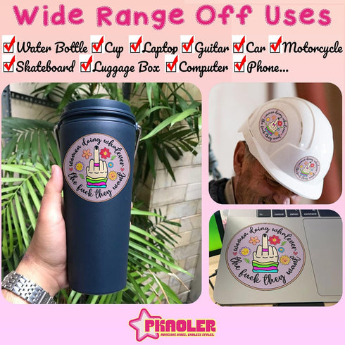 Set 3PCS - Women Doing Whatever The Fuck They Want Sticker Middle Finger Die-Cut Waterproof Vinyl Sticker for Hard Hat Laptop Water Bottle Phone C...
