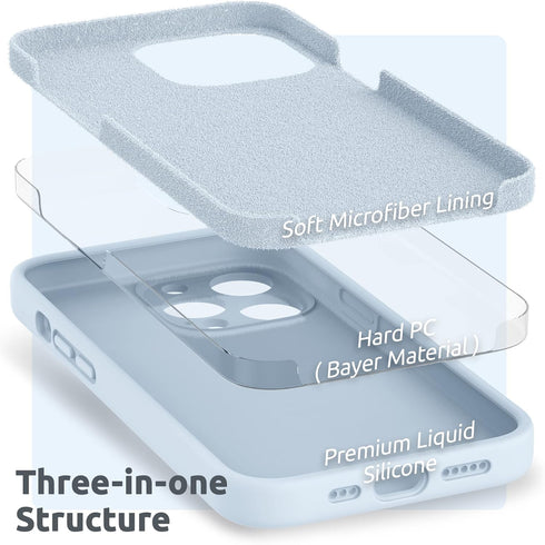 SURPHY Compatible with iPhone 13 Pro Case with Screen Protector, (Camera Protection + Soft Microfiber Lining) Liquid Silicone Phone Case 6.1 inch ...