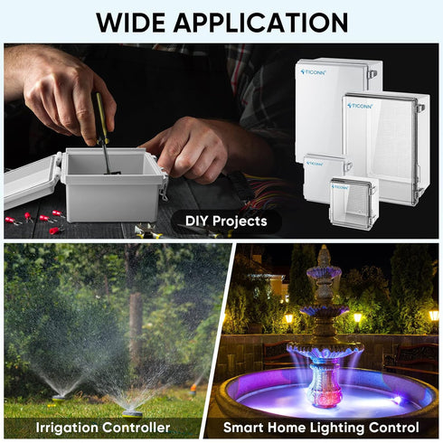 TICONN Waterproof Electrical Junction Box IP67 ABS Plastic Enclosure with Hinged Cover with Mounting Plate, Wall Brackets, Cable Glands (Clear, 5....