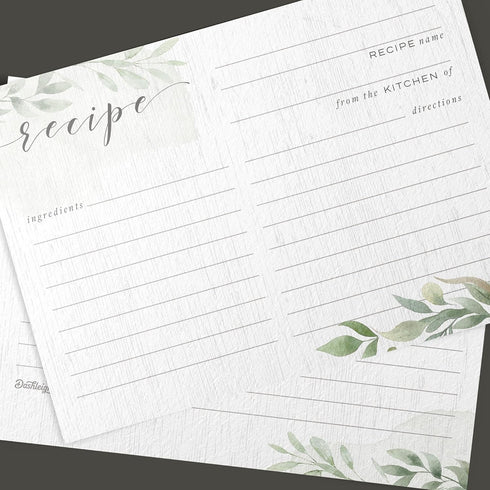 Farmhouse Greenery Recipe Cards from Dashleigh, 48 Cards, 4x6 inches, Sage Green and White, Water-Resistant and Double-Sided (Farmhouse Recipe Car...
