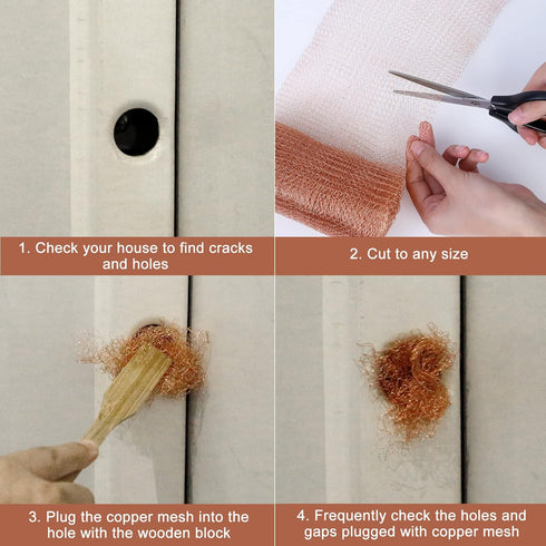 Copper Mesh Roll for Mice Rat Rodent Repellent, Sturdy 5’’ * 32Ft Copper Wool Mouse Trap for Bat Snail Bird Control with Packing Tool...