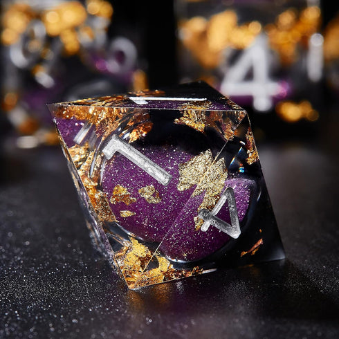 Joylord Sharp Edge Resin Dice Set for Dungeons and Dragons | Liquid Core & Gold Foil Design | Handcrafted Polyhedral DND Dice | RPG D and D Role P...