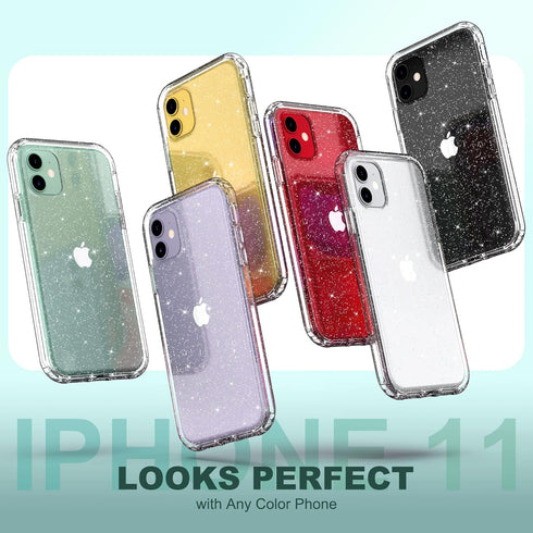 ULAK Compatible with iPhone 11 Case Glitter, Heavy Duty Dual Layer Shockproof Women Girl Sparkle Bling Transparent Protective Phone Cover for iPho...
