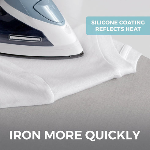 HOME GENIE Ironing Board Cover, Silicone Coating, Full Size Scorch Resistant Padding, Elastic Edge Heavy Duty Iron Pad Covers Standard Boards, Hoo...